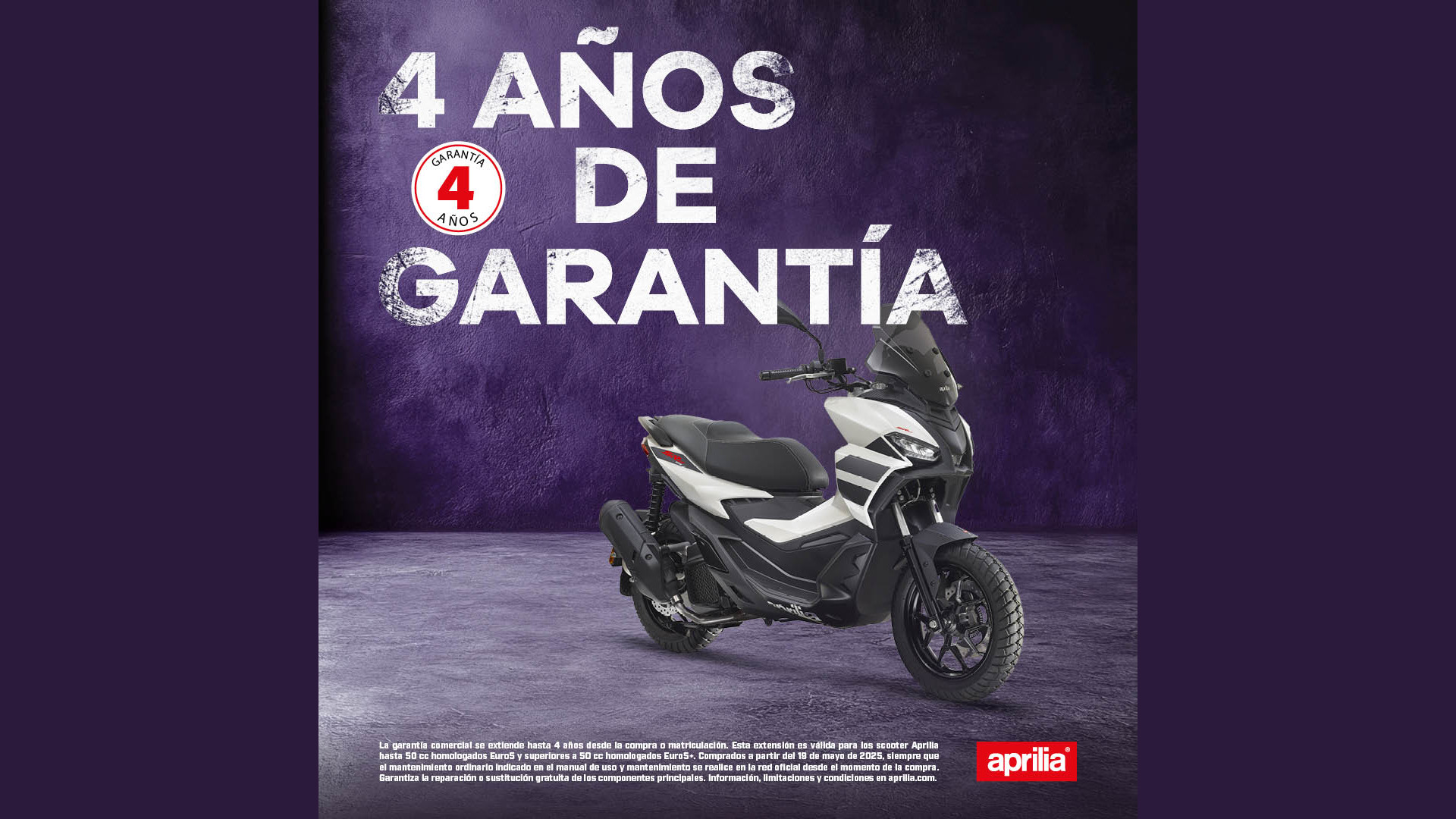 Garantía 4 años scooters Aprilia