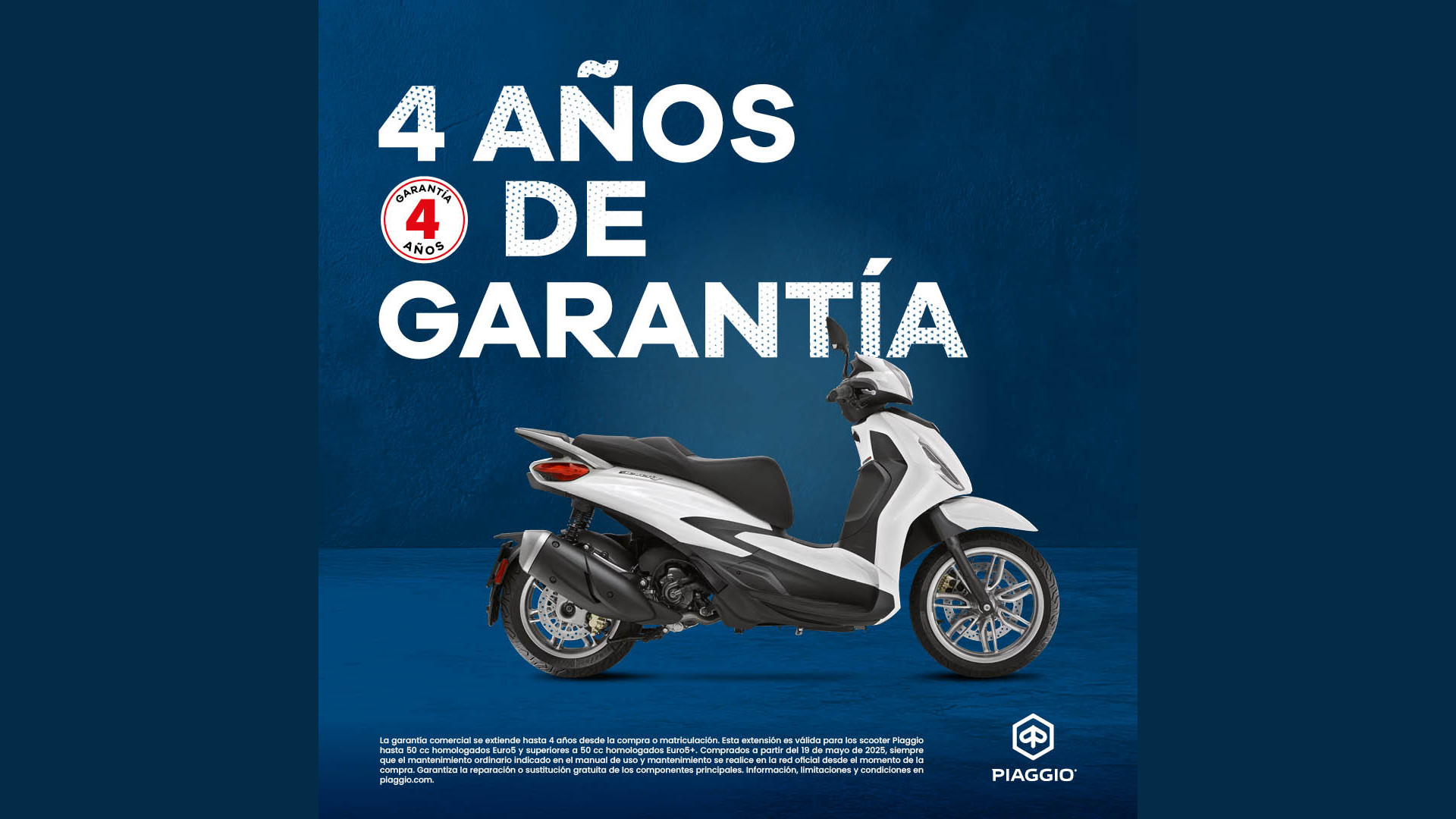 Garantía 4 años scooters Piaggio