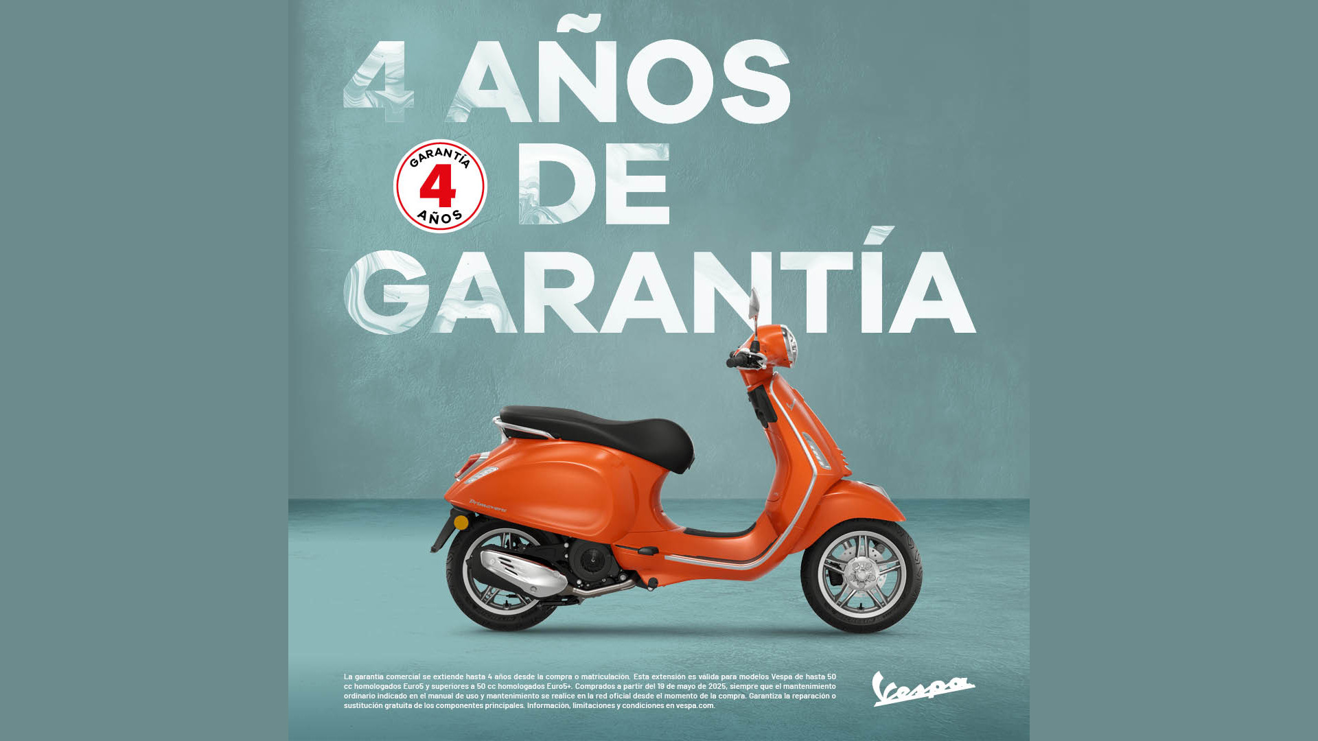 Garantía 4 años scooters Vespa